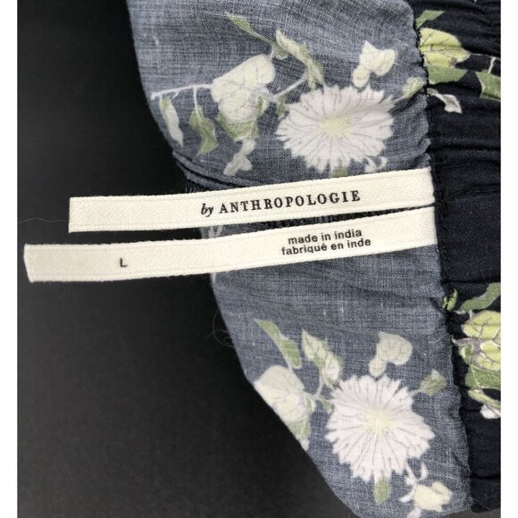 Anthropologie Womens Eyelet Micro Shorts L Black Floral Pajama Shorts Loungewear - Picture 5 of 10